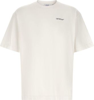 Off-white Baumwoll-T-Shirt mit halbem Pfeil in gebrochenem Wei&szlig;