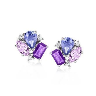 Ross-Simons Multi-Gemstone Earrings in Sterling Silver