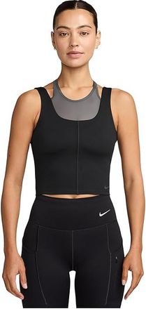 Nike One Fitted Dri-FIT Cropped Tank Top Womens Clothing Black/Dark Smoke Grey : 2XL (US 20-22), Elastane/Polyester