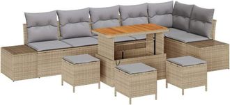 vidaXL Garden Sofa Set with Cushion 10 pcs Beige Poly rattan vidaXL