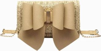 Like Dreams Womens Bonnie Straw Wallet Bowtie Crossbody Bag In Taupe