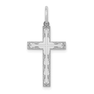 Diamond2Deal 14K White Gold Laser Designed Cross Pendant