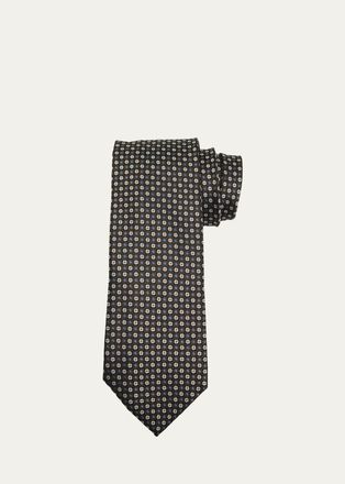 Ermenegildo Zegna Mens Micro-Floral Jacquard Silk Tie