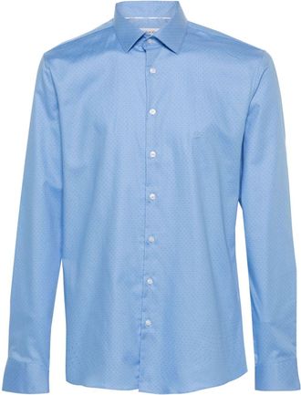 Calvin Klein dot-print cotton shirt - men - Cotton/Spandex/Elastane - 41 - Blue