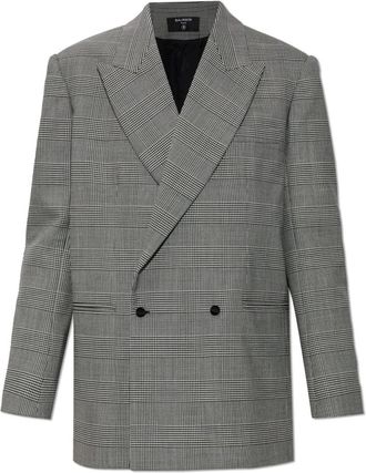 Balmain Houndstooth Blazer - Dames - Blazers - Grijs - XS - Wol - Jassen