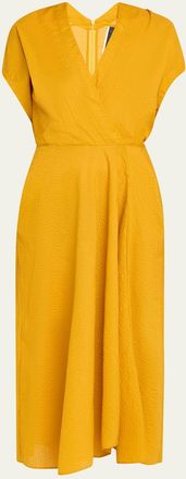 Zero + Maria Cornejo Aki Wave Short-Sleeve Seersucker Maxi Dress