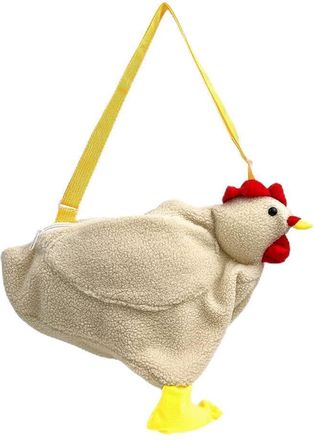 Generic Fashion Hen Shape Plush Shoulder Crossbody Messenger Bag Women Cartoon Handbags (Beige)