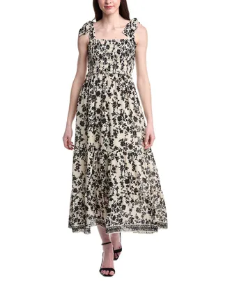 Max Studio Self Tie Smocked Bodice Maxi Dress