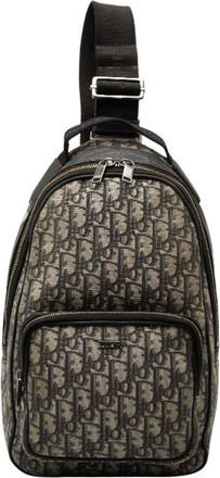 Dior Beige Black Canvas Leather Shoulder Bag Sling Bag (Pre-Owned)