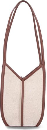 Hereu Off-White Structured Fabric Leather Trim Bag