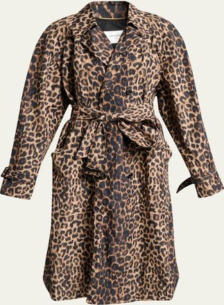 Saint Laurent Leopard-Print Nylon Trench Coat