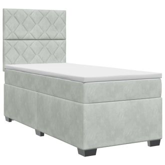 vidaXL Cama Box Spring Con Colch&oacute;n Gris Claro Individual Terciopelo Vidaxl
