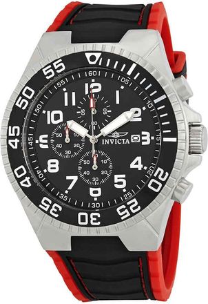 Invicta Pro Diver Chronograph Black Dial Black and Red Polyurethane Mens Watch 12412