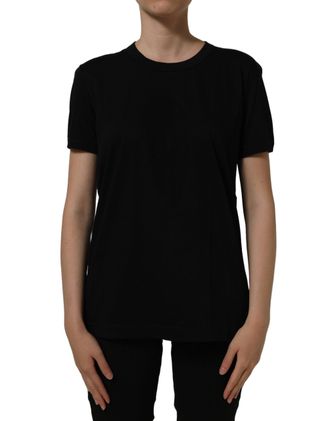 Dolce & Gabbana Logo-Embroidered Cotton T-Shirt - Black