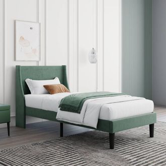 Merax 3ft Single Upholstered Wingback Bed Frame in Green