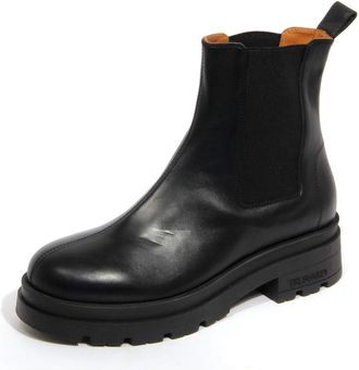 Trussardi Beatles Leren Laarzen Made in Italy - Dames - Chelseaboots - Zwart - 37 EU - Schoenen