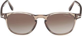 Tom Ford Holt 50mm Gradient Round Sunglasses in Beige /Smoke /Green Lens at Nordstrom