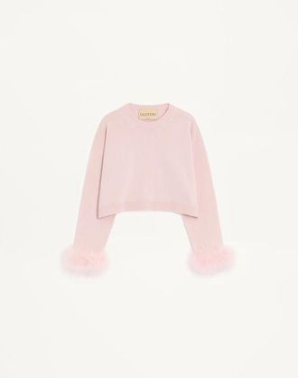 Valentino Maglia In Cashmere Con Piume Donna ROSA XL