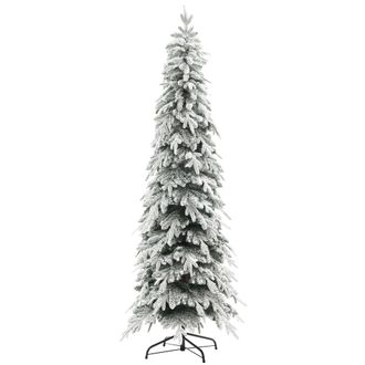 HOMCOM 7ft Flocked Pencil Christmas Tree With Auto Open - Steel Base | TJ Hughes