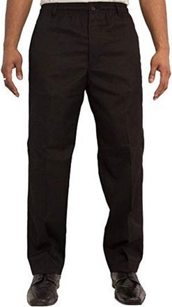 Carabou Mens New Elasticated Waist Work Casual Plain Rugby Trousers Black W42 - L29