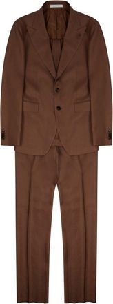Tagliatore Brown Vesuvio Linen Suit