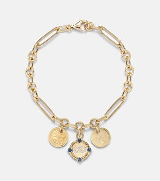 Foundrae Pulsera Infinite Gratitude de oro de 18 ct con diamantes y zafiros