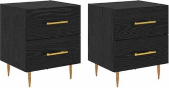 vidaXL Bedside Cabinet with Drawer 2 pcs Black Oak 40 x 35 x 47.5 cm vidaXL