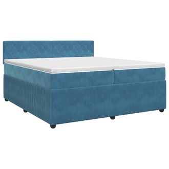 vidaXL Cama Box Spring Con Colch&oacute;n Azul Oscuro 200 X 200 Cm Terciopelo Vidaxl