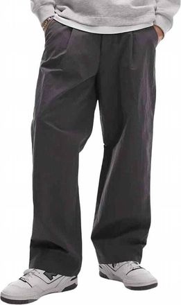 Topman Wide Leg Paper Bag Trousers In Charcoal