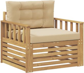 vidaXL Sof&aacute; De Exterior Poli&eacute;ster Blanco Y Beige Vidaxl