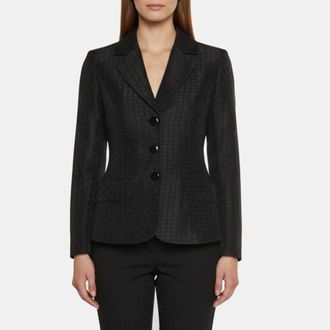 Emporio Armani Black Jacquard Single Breasted Blazer