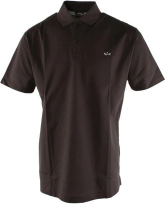 Paul & Shark Polo shirt met geborduurd logo - Heren - Polos - Bruin - 3XL - Katoen - Tops