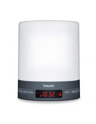 Beurer Wl50 Despertador Con Luz, Simulaci&oacute;n Amanecer Y Atardecer, Alarma Despertador, Led, Luz Ajustable Con 3 Niveles De Intensidad, Bater&iacute;a Recargable 2.00