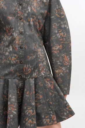 Ganni Mixed Black Floral Shirt Dress - Size 32 Organic Cotton