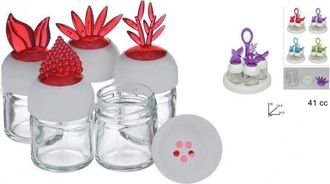 Trade Shop Trade Shop - Set 5 Contenitori Barattolo Natura 41cc Design Dosatore Sale Pepe Spezie Vetro
