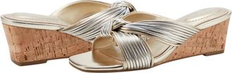 Bandolino Womens Bandolino Sassier Sandals Gold Knot Detail Wedge Heel Slip On GAL1201