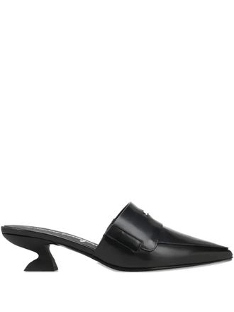 Ferragamo Pointed-Toe Sculpted-Heel Mule - Black