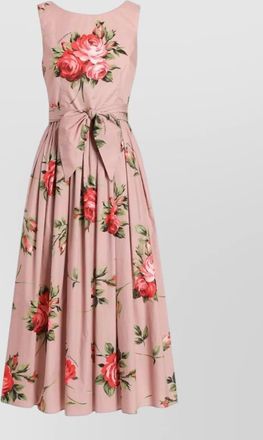 Dolce & Gabbana cotton sleeveless boat neck floral print midi dress