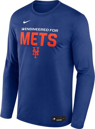 Nike New York Mets Authentic Collection Team Issue Nike Mens Dri-FIT MLB Long-Sleeve T-Shirt in Blue | 02TJ4EWNME-JE6