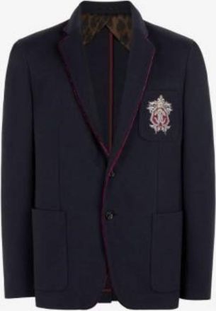Roberto Cavalli Crest Embroidered Deconstructed Tailored Blazer, Brand Size 48 ( US Size 38 )
