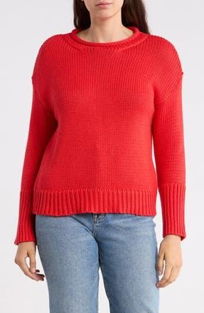 Elie Tahari Rolled Neck Cotton Sweater in Red Orange at Nordstrom Rack, Size X-Small
