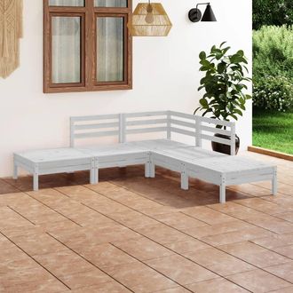 vidaXL Juego De Muebles De Jard&iacute;n 5 Piezas Madera Maciza Pino Blanco Vidaxl