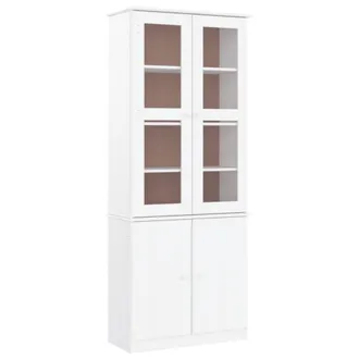 vidaXL Vidaxl - Armario Vitrina Alta Madera Maciza Pino Blanco 77x35x186,5cm