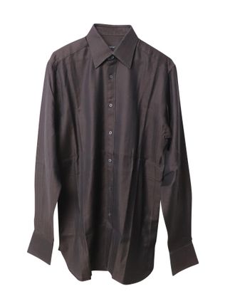 Gucci Pre-owned Womens Herringbone Button Down Shirt in Deep Burgundy Cotton - Size X-Small