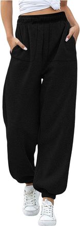 Generic Womens Sweatpants Solid Color Elastic Waist Baggy Joggers Pants with Pockets Casual Comfort Sports Workout Tracksuit Bottoms Baggy high Waist Sweatpan