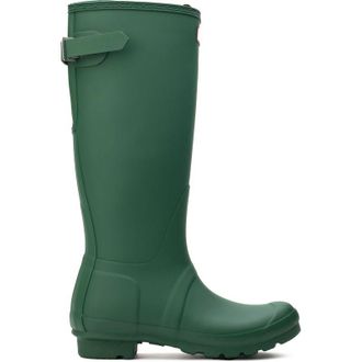 Hunter Womens Original Back Adjustable Boots - Green - Size UK 4