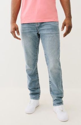 True Religion Geno Big T Flap Slim Fit Jeans in Light Mellow Wash at Nordstrom Rack, Size 34