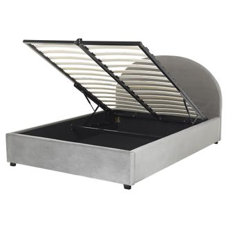 Beliani Cama Con Almacenaje De Terciopelo Gris Claro 160 X 200 Cm Otomana Vaucluse