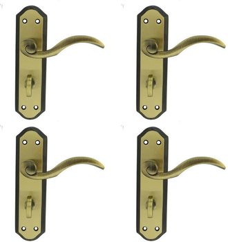 Loops 4x PAIR Spiral Sculpted Lever on Bathroom Backplate 180 x 48mm Florentine Bronze