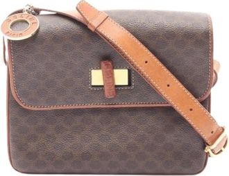 Celine Pre-owned Vintage Canvas Crossbody Bag - Dames - Vintage Schoudertas - Bruin - ONE Size - Leer - Vintage